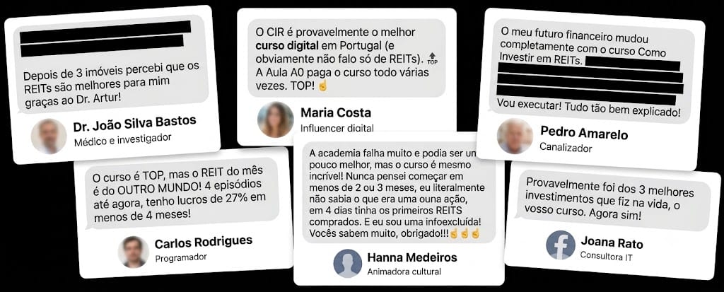 Colagem de testemunhos de alunos do CIR